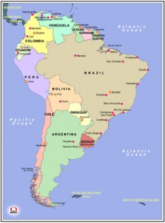 ▲南アメリカ地図