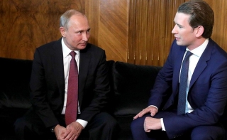 ▲クルツ首相と会談するプーチン大統領、2018年6月5日、ウィ―ンで(ロシア大統領府公式サイトから)