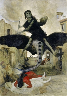 ▲アーノルド・ベクリン画「ペスト」1898年作（ウィキぺディアから）